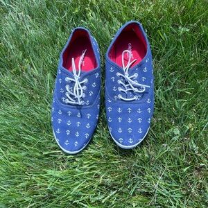 Nautical Blue Sneakers With White Anchors